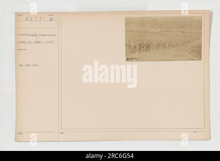 I soldati che conducono un test con la maschera antigas durante la prima guerra mondiale Questa foto è stata scattata il 5 febbraio 1918. La foto è etichettata come BULECT 4277 ed è stata scattata da un fotografo del Signal Corps dell'esercito degli Stati Uniti. Foto Stock