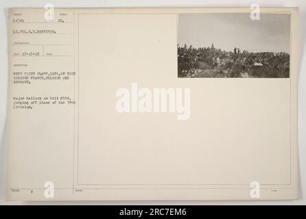 West Point Class, 1921, visita il punto di riferimento della prima guerra mondiale, Hill #304. Il maggiore Kallock si trova nel punto di partenza della 79th Division, come catturato in questa fotografia dal tenente colonnello G.R. Harrison. L'immagine è una fotografia Eco, scattata il 13 dicembre 1919. Foto Stock