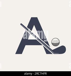 Logo Letter A Hockey Tournament. Modello logo logo Ice Hockey Illustrazione Vettoriale