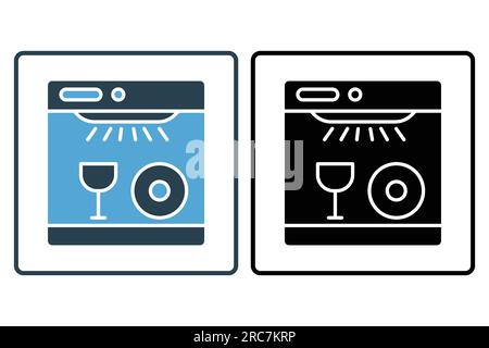 Icona lavastoviglie. icona relativa agli apparecchi per la pulizia domestica. Design a icona solido. Semplice progettazione vettoriale modificabile Illustrazione Vettoriale