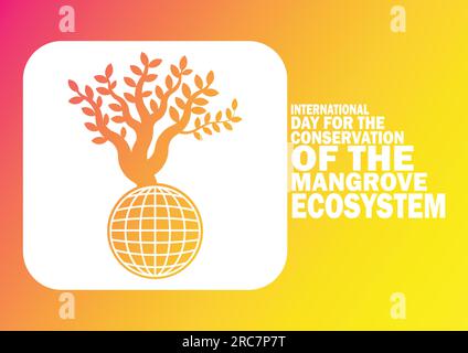 Giornata Internazionale per la conversazione dell'ecosistema delle mangrovie. Concetto di vacanza. Modello per sfondo, banner, scheda, poster con iscrizione di testo Illustrazione Vettoriale
