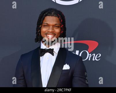 Los Angeles, Stati Uniti. 12 luglio 2023. Damar Hamlin partecipa al 31° ESPY Awards annuale al Dolby Theatre nella sezione Hollywood di Los Angeles mercoledì 12 luglio 2023. Foto di Jim Ruymen/UPI credito: UPI/Alamy Live News Foto Stock