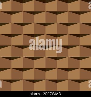 Schema tegole marrone. 3D come pattern vettoriale senza giunture. Illustrazione Vettoriale