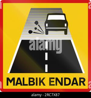 Cartello stradale supplementare con la dicitura in islandese: Fine della strada asfaltata Foto Stock