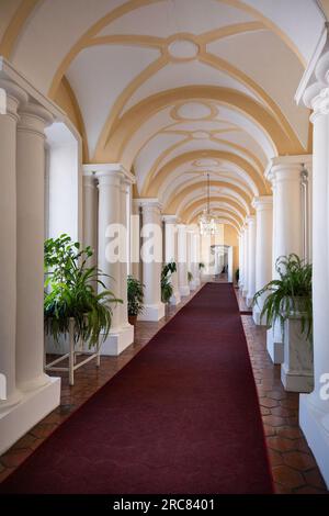 Palazzo Rundāle nel comune di Bauska in Lettonia. Corridoio al piano terra Foto Stock