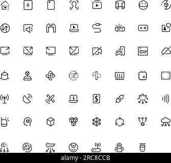 Set di icone della tecnologia. Industry 4,0, 5g, ai, robot, iot, pacchetto illustrativo vettoriale di programmazione Illustrazione Vettoriale