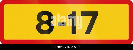 Un cartello stradale supplementare islandese - durante gli orari indicati Foto Stock