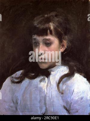 Young Girl Wearing a White Muslin Blouse 1885 di John Singer Sargent Foto Stock