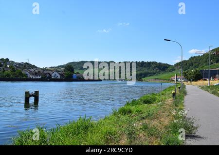 Mosella al River Lock Grevenmacher Foto Stock