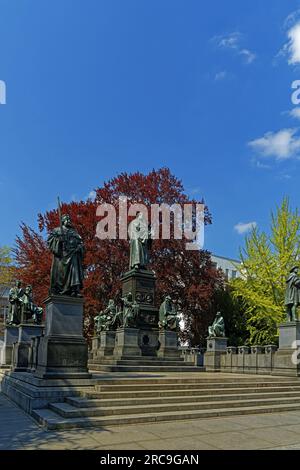 Schum-Stadt, Grünanlage, Lutherdenkmal, Martin Lutero, 10.11.1483 - 18.02.1546, Riformatore Foto Stock