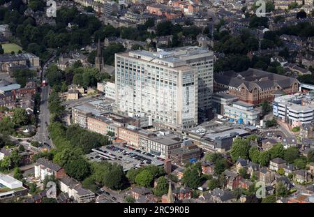 Vista aerea del Royal Hallamshire Hospital, Sheffield, South Yorkshire, Regno Unito Foto Stock