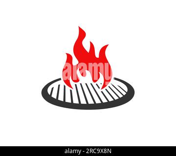 Logo del barbecue e dell'etichetta del grill. Emblema e logo per barbecue, design vettoriale e illustrazione. Illustrazione Vettoriale