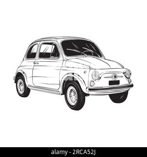 Illustrazioni di supermini car italiane classiche con linee vettoriali Illustrazione Vettoriale