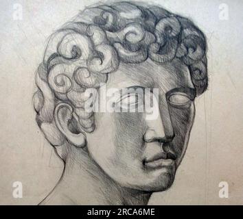 Art Drawing Light and Shadow man Face Foto Stock