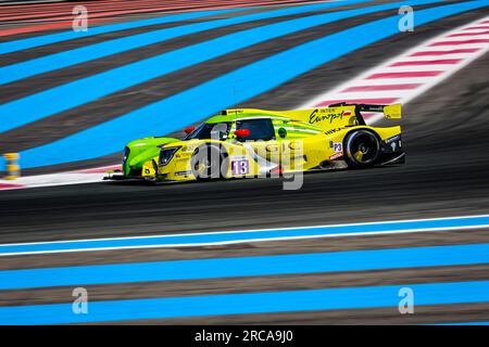 Le Castellet, Francia. 13 luglio 2023. 13 CRISTOVAO Miguel (prt), ASKEY Kai (gbr), BRICHACEK Wyatt (usa), Inter Europol Competition, Ligier JS P320 - Nissan, azione durante il secondo round della Michelin le Mans Cup 2023 sul circuito Paul Ricard dal 14 al 16 luglio 2023 a le Castellet, Francia - foto Paulo Maria/DPPI credito: DPPI Media/Alamy Live News Foto Stock