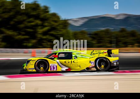 Le Castellet, Francia. 13 luglio 2023. 13 CRISTOVAO Miguel (prt), ASKEY Kai (gbr), BRICHACEK Wyatt (usa), Inter Europol Competition, Ligier JS P320 - Nissan, azione durante il secondo round della Michelin le Mans Cup 2023 sul circuito Paul Ricard dal 14 al 16 luglio 2023 a le Castellet, Francia - foto Paulo Maria/DPPI credito: DPPI Media/Alamy Live News Foto Stock