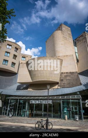 Cinémathèque Francaise, un edificio progettato da Frank Gehry con un museo e proiezioni di film. Parigi, Francia Foto Stock