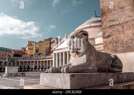 Piazza del Plabiscito, che prende il nome dal plebiscito preso il 21 ottobre 1860, che portò Napoli nel Regno Unito d'Italia. Foto Stock