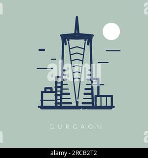 Icona Gurgaon City - edificio moderno - illustrazione icona come file EPS 10 Illustrazione Vettoriale