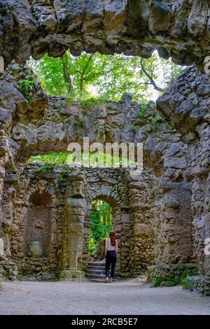 Rock Theatre, Ruin Theatre, Rock Garden Sanspareil, Wonsees, Franconia Svizzera, Baviera, Germania Foto Stock