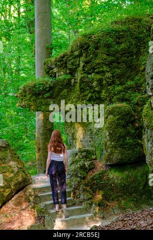 Rock Theatre, Ruin Theatre, Rock Garden Sanspareil, Wonsees, Franconia Svizzera, Baviera, Germania Foto Stock