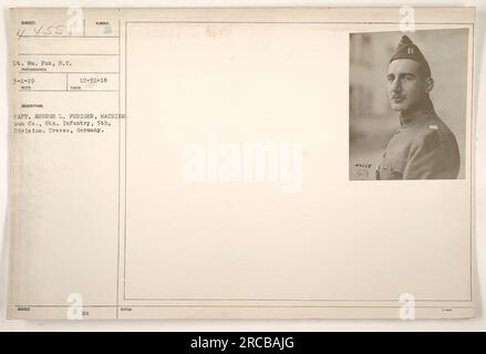 Il capitano George L. Febiger, della Machine Gun Co. Della 6th Infantry, 5th Division, è visto in questa fotografia scattata dal tenente WM. Fox. La foto è stata scattata a Treves, in Germania, il 3 gennaio 1919. Foto Stock