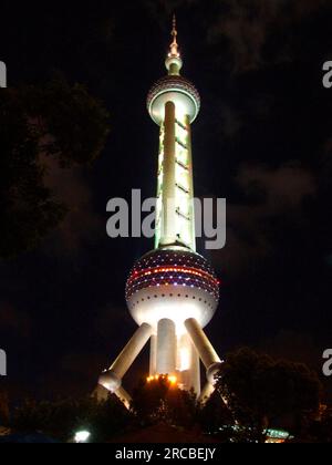 Torre della televisione, Pudong, Shanghai, Pearl of the Orient Tower, Cina Foto Stock