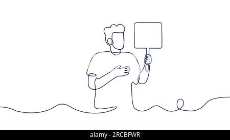 Concetto di linea continua con segno uomo Illustrazione Vettoriale