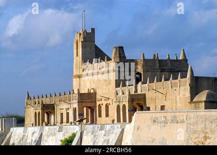 Dansborg buit di forte danese nel 1620 sulla riva della baia del Bengala a Tranquebar, Tharangambadi, Tamil Nadu, India meridionale, Asia. L'Est britannico Foto Stock