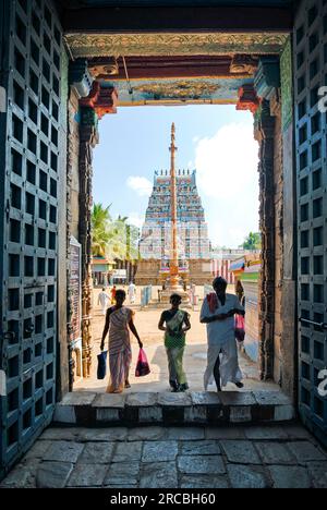 Rahu Raaghu Tirunageswaram tempio Naganathar per il nodo ascendente della luna rahu a Thirunageshwaram vicino a Kumbakonam, Tamil Nadu, India meridionale Foto Stock