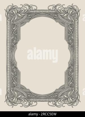 illustrazione vettoriale per incisioni su cornici antiche Illustrazione Vettoriale