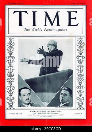 Vintage Time Magazine 24 agosto 1936 copertina numero, USA Foto Stock