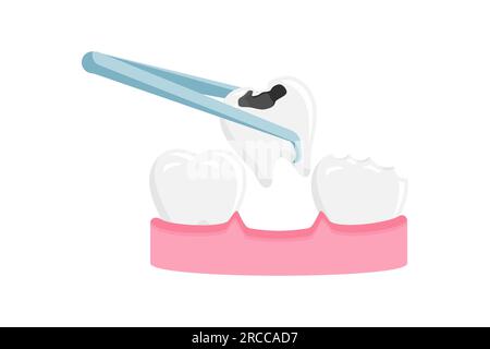 illustrazione del vettore di estrazione dei denti. Simbolo icona mal di denti Illustrazione Vettoriale