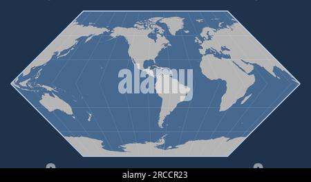 Forma della placca tettonica caraibica sulla mappa di contorno solido nella proiezione Eckert i centrata meridionalmente. Illustrazione Vettoriale