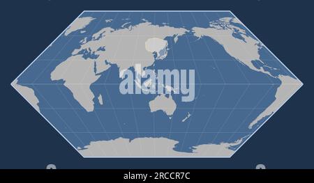 Forma della piastra tettonica Amur sulla mappa del contorno solido nella proiezione Eckert i centrata meridionalmente. Illustrazione Vettoriale