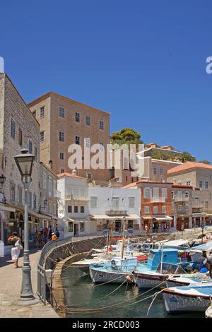 Hydra, Ydra o Idra, e nell'antichità Hydrea, Isole Saroniche, Mar Egeo, Grecia, Foto Stock