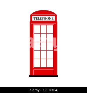 Icona della cabina telefonica di Londra su sfondo bianco. Pittogramma, illustrazione della serie di icone. Utile per la progettazione di siti Web, banner, supporti di stampa e applicazioni mobili. Foto Stock