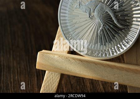 Moneta d'investimento moneta d'argento 1 Dollaro Elizabeth II Australian Kangaroo 2021 Foto Stock