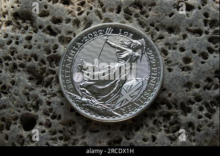Moneta Britania fine argento 2021. Moneta d'argento da investimento. Foto Stock