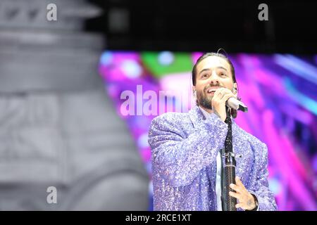 Rock in Roma - Ippodromo Capannelle, Roma, Italia, 12 luglio 2023, Maluma dal vivo sul palco durante il MALUMA - E MOLTI ALTRI - Concerto musicale Foto Stock