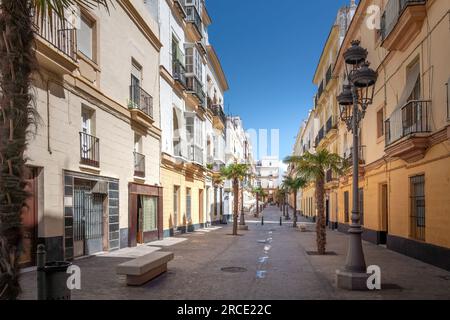 Plaza Viudas Square and Street - Cadice, Andalusia, Spagna Foto Stock