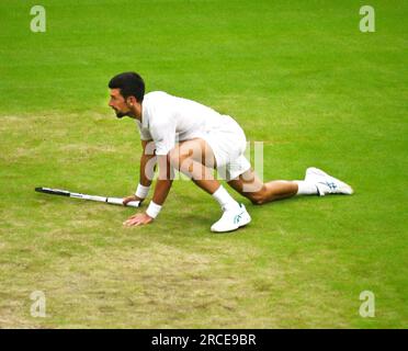 Londra, GBR. 15 luglio 2023. London Wimbledon Championships Day 12 14/07/2023 Novak Djokovic (SRB) semifinale match credito: Roger Parker/Alamy Live News Foto Stock