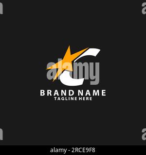 Logo di design stella monogramma lettera C. Illustrazione Vettoriale