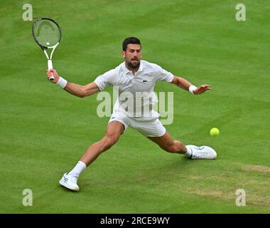 Londra, GBR. 15 luglio 2023. London Wimbledon Championships Day 12 14/07/2023 Novak Djokovic (SRB) semifinale match credito: Roger Parker/Alamy Live News Foto Stock