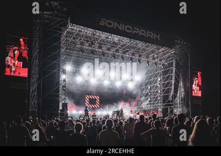 TORINO, STUPINIGI SONIC PARK FESTIVAL 2023, ITALIA: Il gruppo musicale americano composto da rapper Black Eyed Peas che si esibisce dal vivo al festival Stupinigi Sonic Park Foto Stock