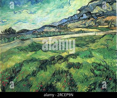 The Green Wheatfield Behind the Asylum 1889; Saint-rémy-de-provence, Francia di Vincent van Gogh Foto Stock