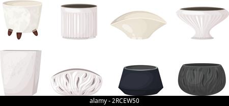 Set di vasi di fiori in ceramica alla moda Illustrazione Vettoriale