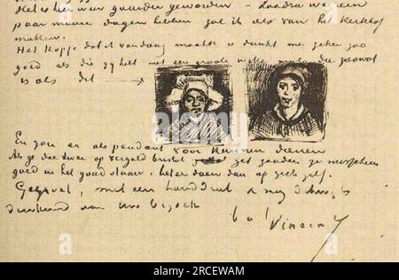 Peasant Woman, Two Heads 1885; Nunen / Nuenen, Paesi Bassi di Vincent van Gogh Foto Stock