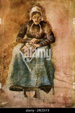 Woman Grinding Coffee 1881; Paesi Bassi di Vincent van Gogh Foto Stock