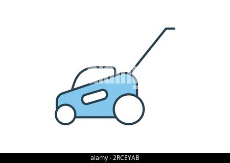Icona rasaerba. icona relativa alla pulizia, agli elettrodomestici. Design a icone a linea piatta. Semplice progettazione vettoriale modificabile Illustrazione Vettoriale
